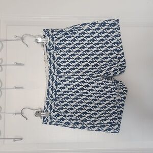 J. Crew Kid's Seahorse Print Blue/White Chino Shorts Size 14